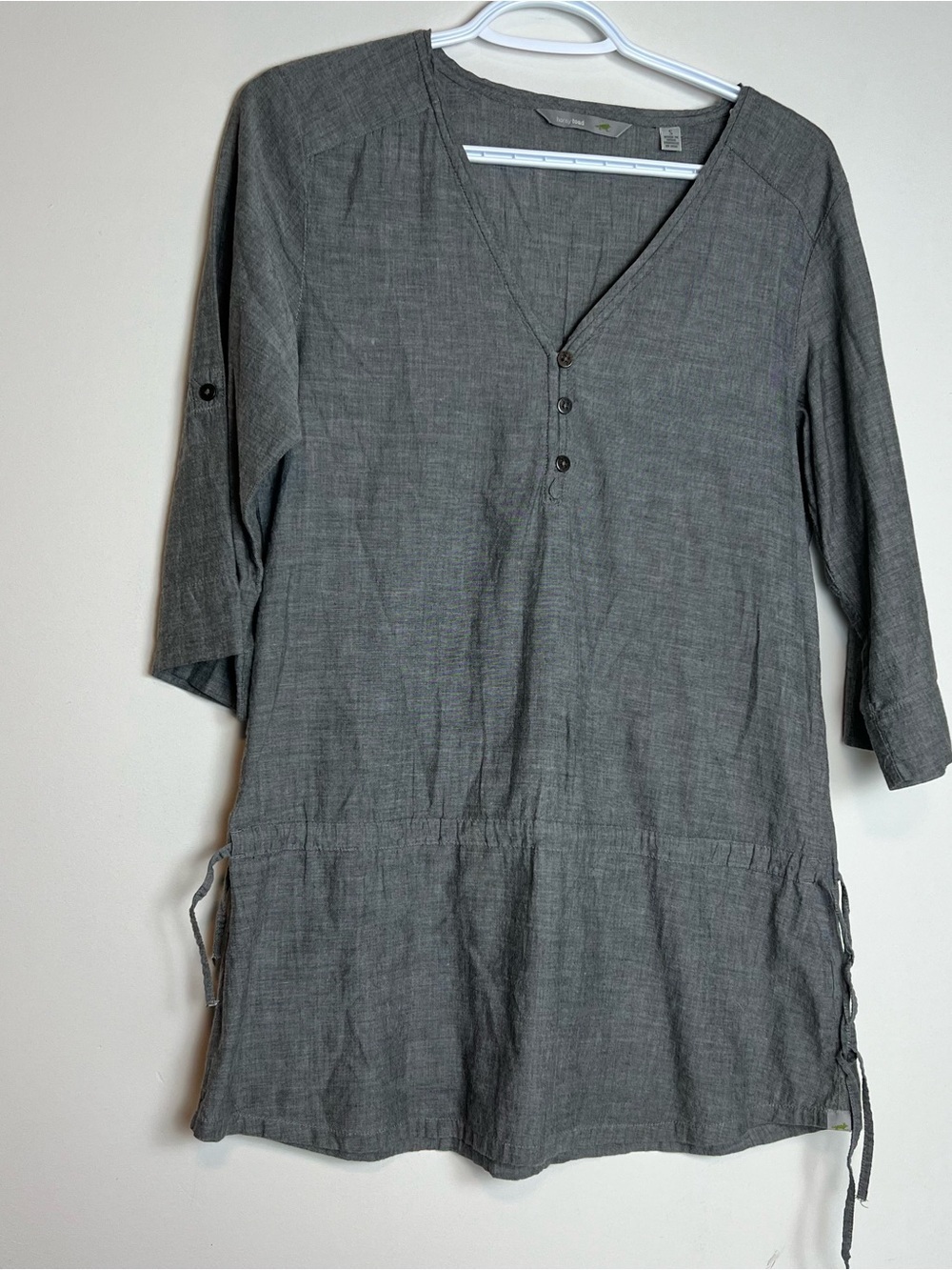 Horny Toad Organic Cotton Henley Tunic Top Grey - Size -Small